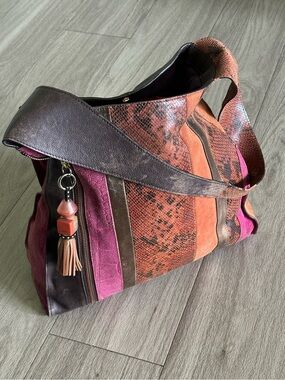 Sharif Patchwork Suede & Leather Shoulder Bag